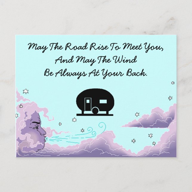 Vacation Camp Postcard Canned Ham Travel Trailer (Front)