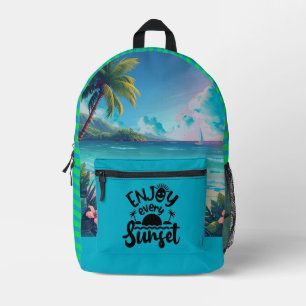 Vacation, Enjoy Every Sunset, Beach, Summer Printed Backpack
