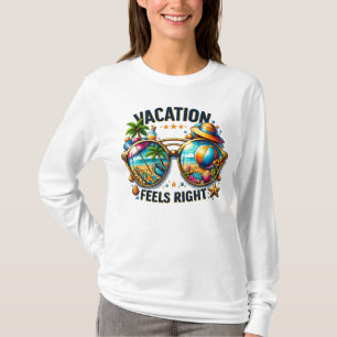 Vacation Feels Right Basic Long Sleeve USA T-Shirt