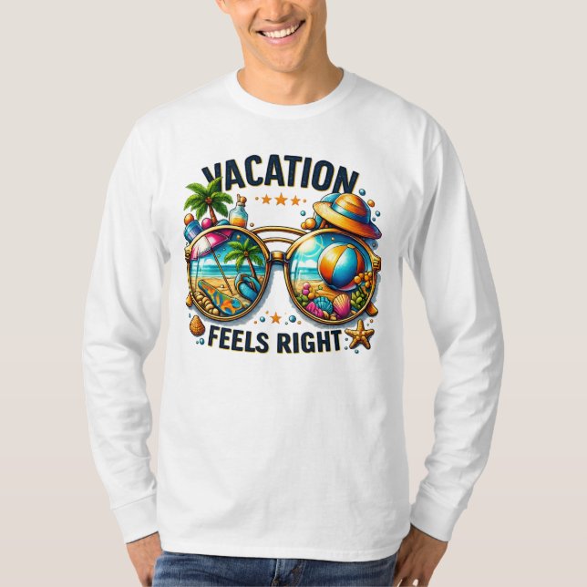 Vacation Feels Right Basic Long Sleeve USA T-Shirt (Front)