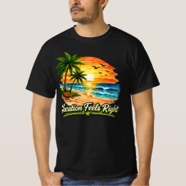 Vacation Feels Right Black Men's Value T-Shirt USA
