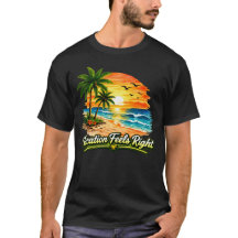 Vacation Feels Right Dark Cotton T-Shirt USA