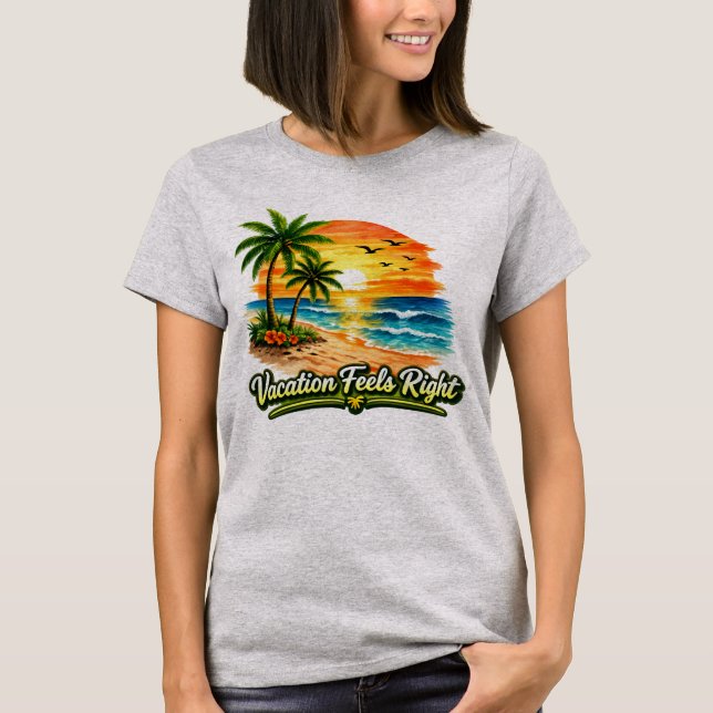 Vacation Feels Right Tropical Island Tee USA (Front)