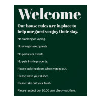 Vacation House Rules Dark Green White Template