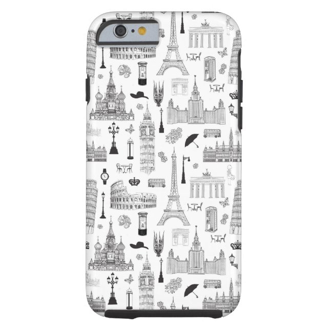 Vacation In Europe Pattern Case-Mate iPhone Case (Back)