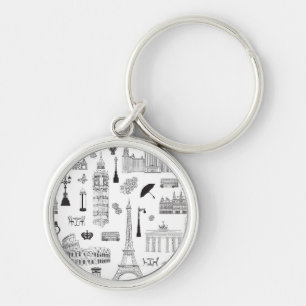 Vacation In Europe Pattern Keychain