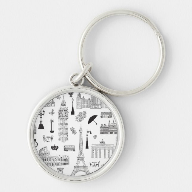 Vacation In Europe Pattern Keychain (Front)