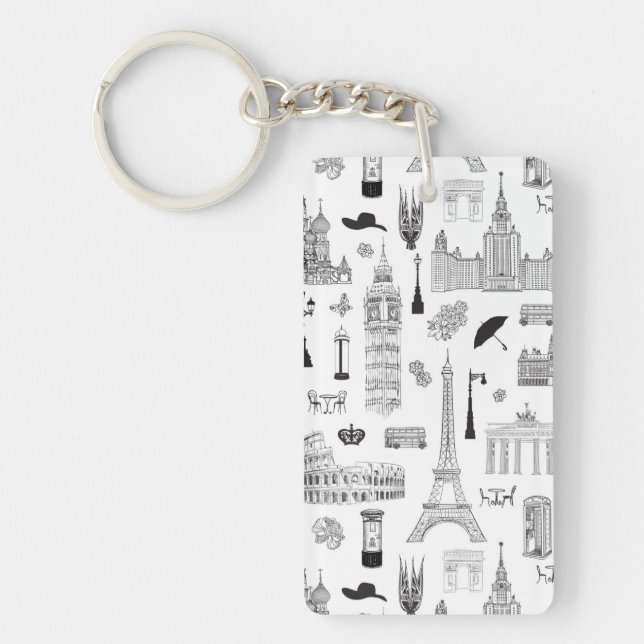 Vacation In Europe Pattern Keychain (Front)