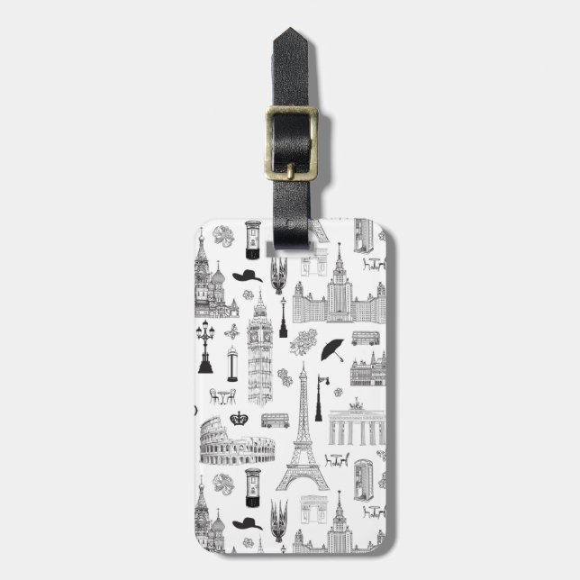 Vacation In Europe Pattern Luggage Tag (Front Vertical)
