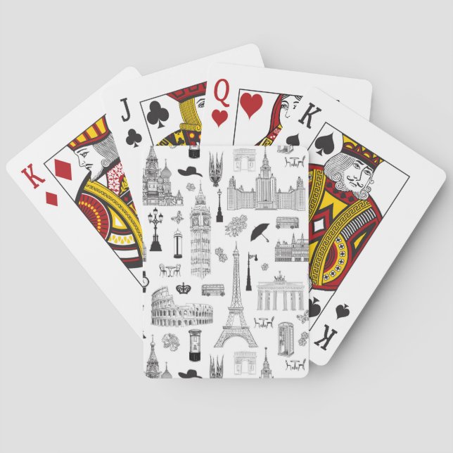 Vacation In Europe Pattern Playing Cards (Back)