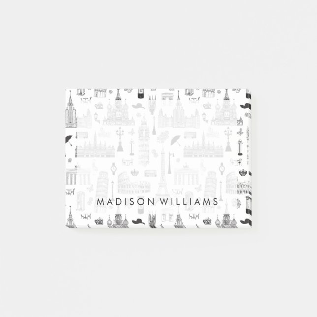 Vacation In Europe Pattern Post-it Notes (Front)