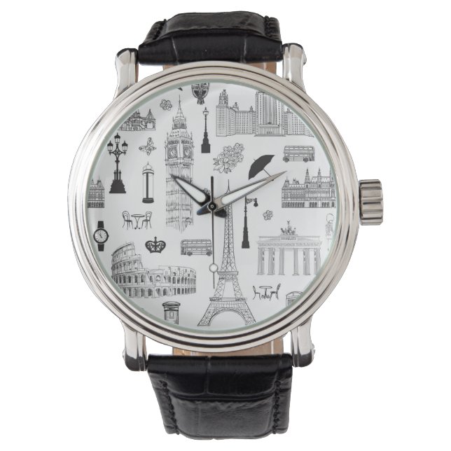 Vacation In Europe Pattern Watch (Front)