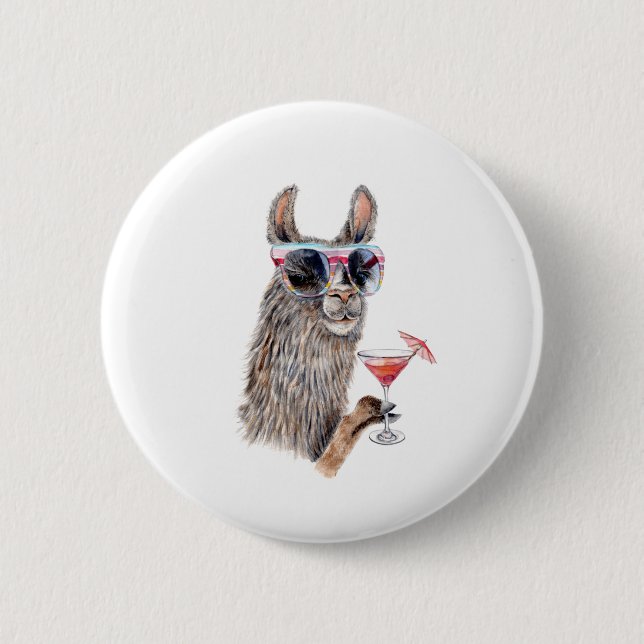 Vacation Llama 2 Inch Round Button (Front)