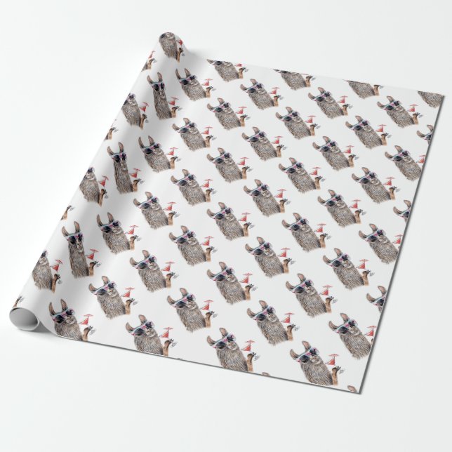 Vacation Llama Wrapping Paper (Unrolled)
