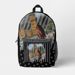 Vacation, Meet Me at Big Ben, Romantic Get away P Printed Backpack