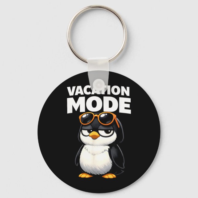 Vacation Mode Cute Penguin Funny Adorable Animal Keychain (Front)
