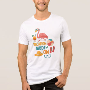 Vacation Mode On Flamingo T-Shirt – Summer Beach  Tri-Blend Shirt