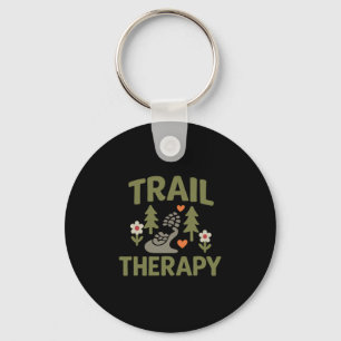 Vacation Mode Trail Therapy Hiking Nature Graphic Keychain