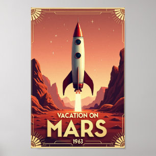 Vacation on Mars : 1963 Retro Space Travel Poster