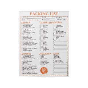 Vacation Packing List, Personalized Globe Monogram Notepad