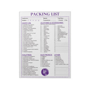 Vacation Packing List, Personalized Globe Monogram Notepad