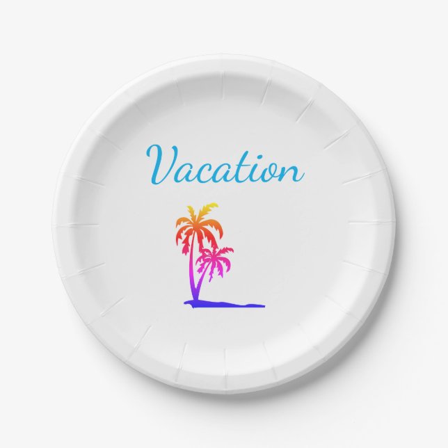 Vacation palmtrees beach plates (Front)