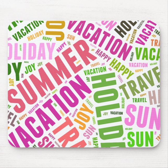 Vacation related words mouse pad (Front)