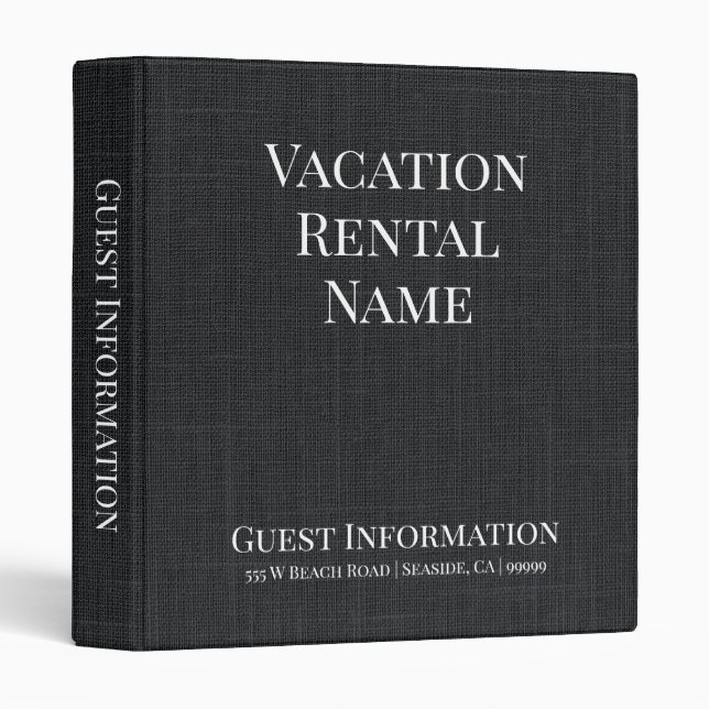 Vacation Rental Airbnb Guest Information Welcome Binder (Front/Spine)