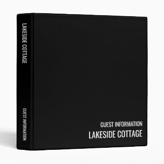 Vacation Rental Black Minimalist Modern Airbnb Binder