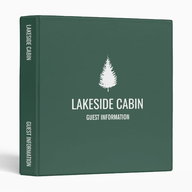 Vacation Rental Green Tree Cabin Airbnb Welcome Binder (Front/Spine)