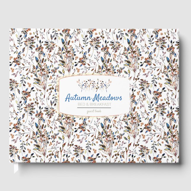 Vacation Rental Guest Book Elegant Leaves Berries (Front)