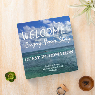 Vacation Rental Guest Info Coastal Beach Scenery Binder