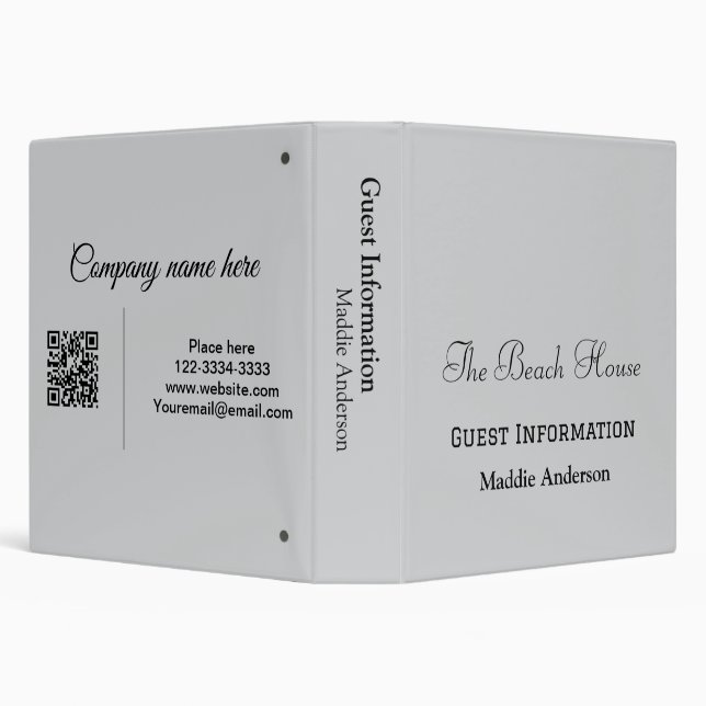 vacation rental guest information add address name binder (Background)