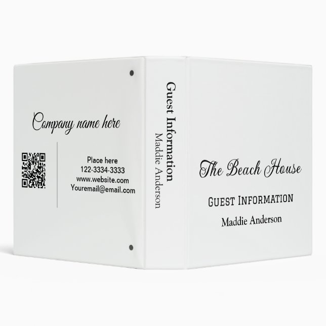 vacation rental guest information add address name binder (Background)