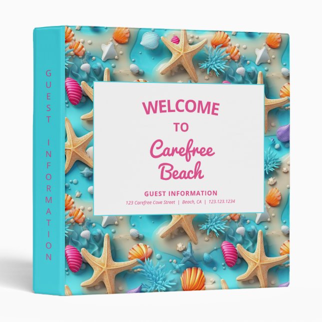 Vacation Rental Guest Information Aqua Binder (Front/Spine)