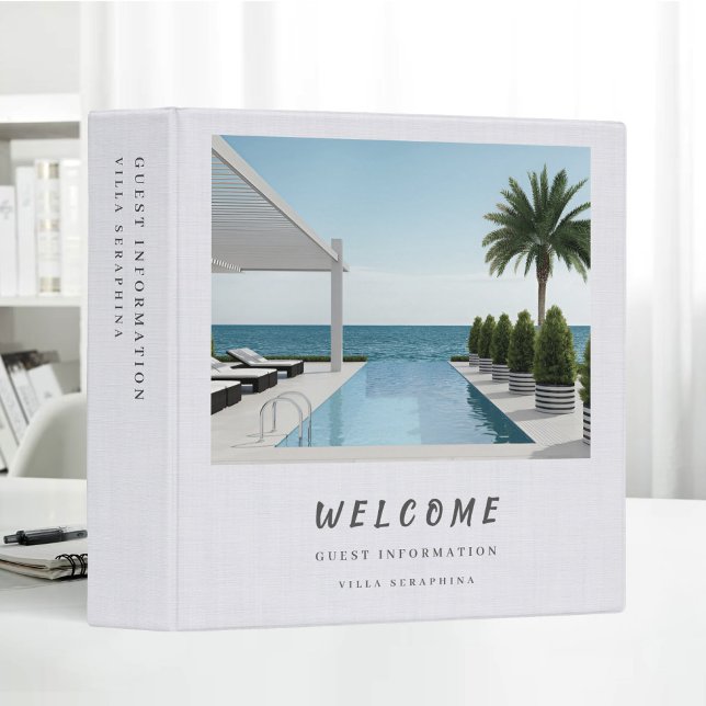 Vacation Rental Guest Information Beige Linen Binder (Creator Uploaded)