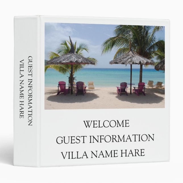 Vacation Rental Guest Information Elegant White  Binder (Front/Spine)