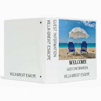 Vacation Rental Guest Information Elegant White Binder