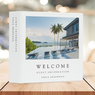 Vacation Rental Guest Information Elegant White Binder