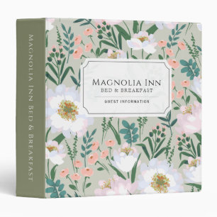 Vacation Rental Guest Information Green Floral Binder