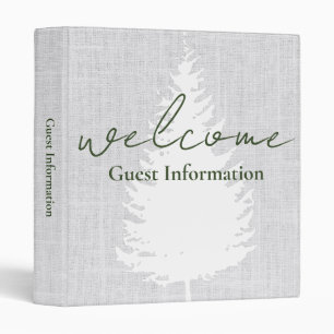 Vacation Rental Guest Information Grey Woven Tree  Binder