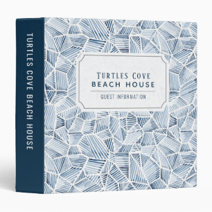 Vacation Rental Guest Information Indigo Pattern Binder