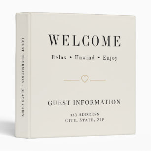 Vacation rental guest information ivory QR code Binder