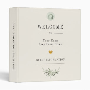 Vacation rental guest information ivory QR code Binder