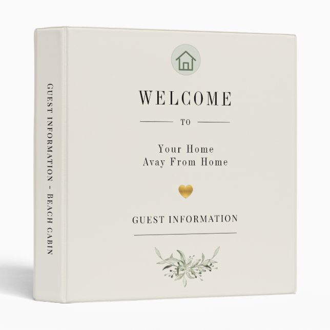 Vacation rental guest information ivory QR code Binder (Front/Spine)