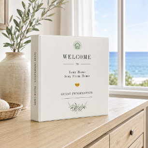 Vacation rental guest information ivory QR code Binder