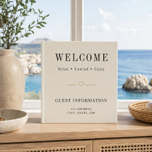 Vacation rental guest information ivory QR code Binder