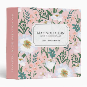 Vacation Rental Guest Information Pink Floral Binder