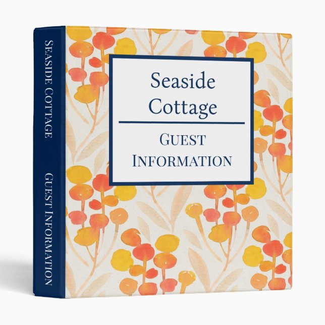 Vacation Rental Guest Information Welcome Binder (Front/Spine)