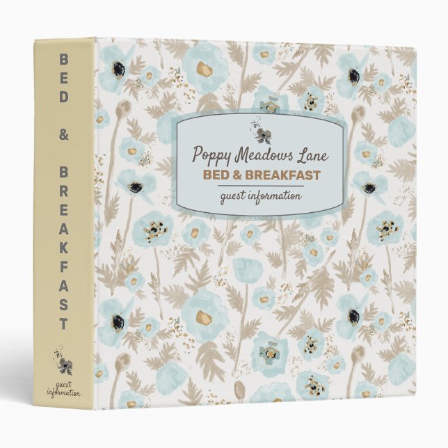 Vacation Rental Guest Watercolor Poppies Floral  Binder (Vacation Rental Guest Watercolor Poppies Floral 3 Ring Binder from Studio Posies. )